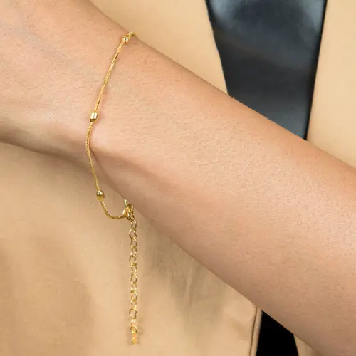Pulseira Corrente com Bolinhas Banhado a Ouro 18K
