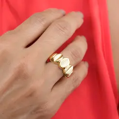 Anel Vazado com Design Orgânico Conchas Banhado a Ouro 18k