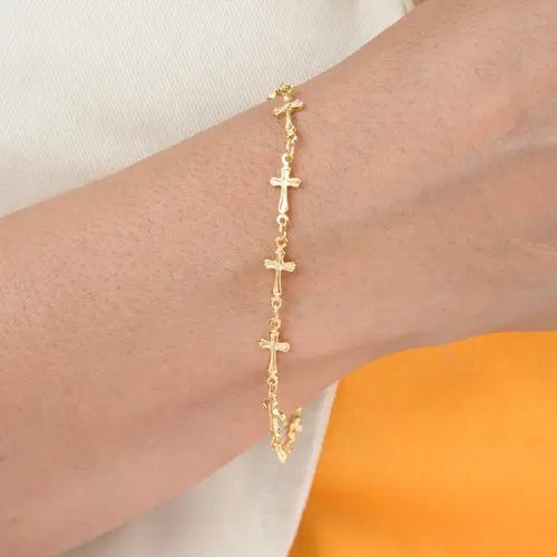 Pulseira Cruzinhas Lisas Banhada a Ouro 18 k
