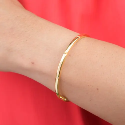 Bracelete Aro Liso com Microzircônias Banhado a Ouro 18k