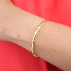 Bracelete Aro Liso com Microzircônias Banhado a Ouro 18k