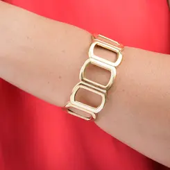 Pulseira Bracelete Geométrica Retangular Banhada a Ouro 18K