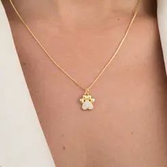 Colar com Pingente de Patinha Cravejada com Zircônias Banhado a Ouro 18K