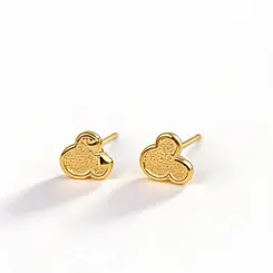 Brinco Minnie e Mickey Banhado a Ouro 18 k