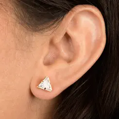 Brinco Triângulo Cristal G Banhado a Ouro 18 k