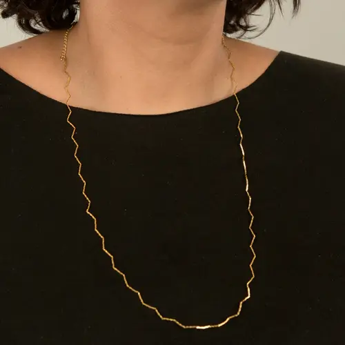 Colar Zig Zag Elegance Longo 60 cm Banhado a Ouro 18k