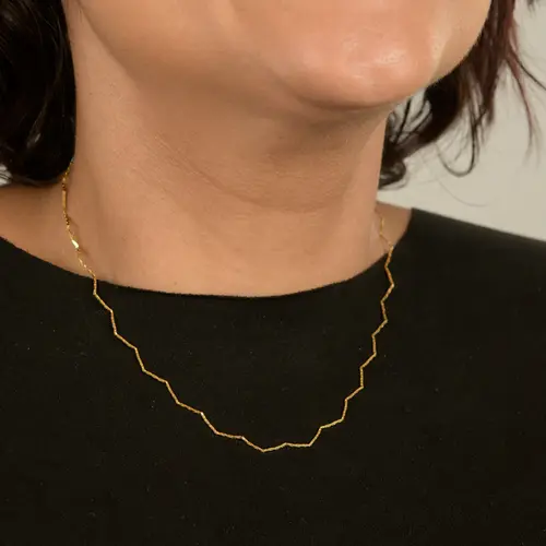 Colar Choker Zig Zag Elegance Banhado a Ouro 18k