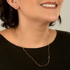 Colar Zig Zag Elegance Médio 45 cm Banhado a Ouro 18k