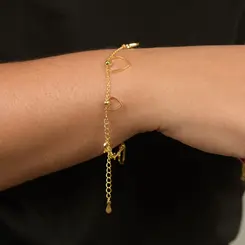 Pulseira Corações Vazados Banhada a Ouro 18k