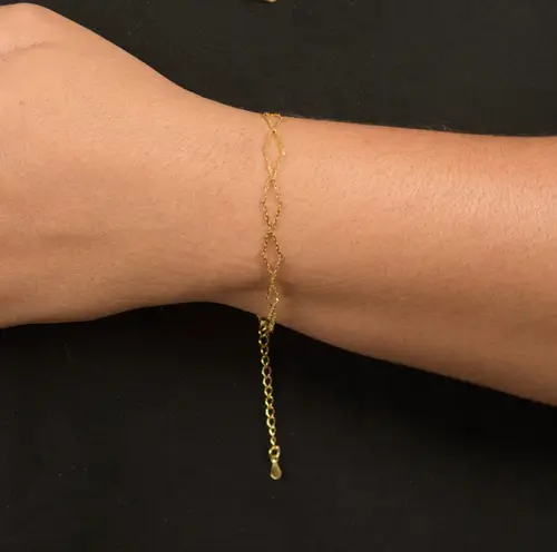 Pulseira Corrente Dupla Zig Zag Elegance Banhada a Ouro 18k
