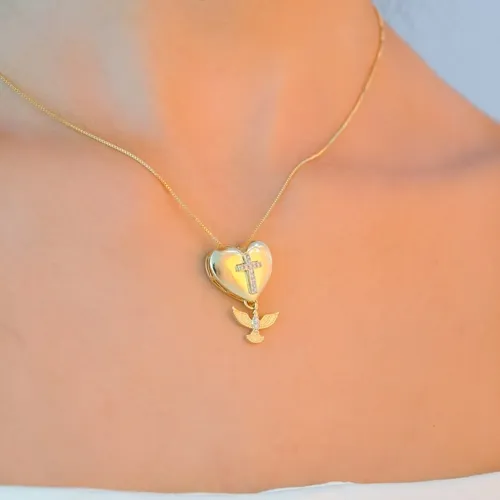 Colar Coração Pingente Divino
