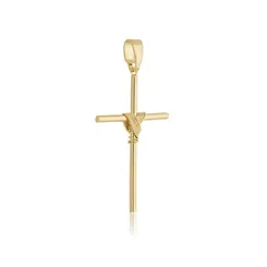 Pingente Crucifixo M Aramado Banhado a Ouro 18 k