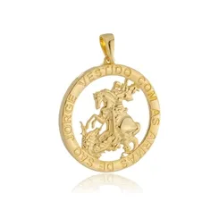 Pingente Medalha São Jorge Redondo Vazado