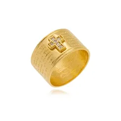 Anel Oração Pai Nosso Banhado a Ouro 18 k