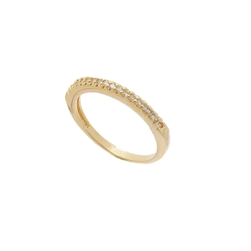 Anel Aparador Cravejado Zircônias Banhado a Ouro 18 k