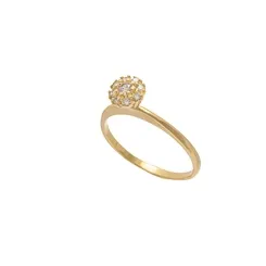 Anel Solitário Clássico com Microzircônias banhado a Ouro 18 k