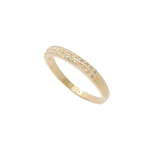 Anel Aparador com Duas Fileiras Cravejado com Micro Zircônias Banhado a Ouro 18 k