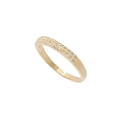 Anel Aparador com Duas Fileiras Cravejado com Micro Zircônias Banhado a Ouro 18 k