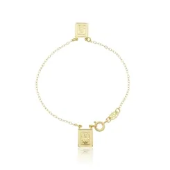 Pulseira Escapulário Plaquinha Quadrada Nossa Senhora de Nazaré