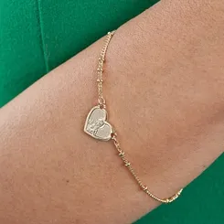 Pulseira Escapulário Plaquinha Coração
