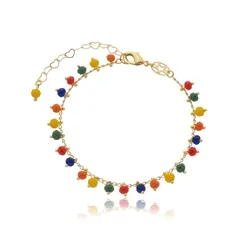 Pulseira Bolinhas Cristais Coloridos
