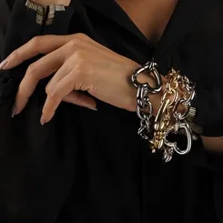 Pulseira Corrente Grossa Cadeado Coração
