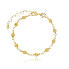 Pulseira Bolinha Fosca Vazada  Banhada a Ouro 18k