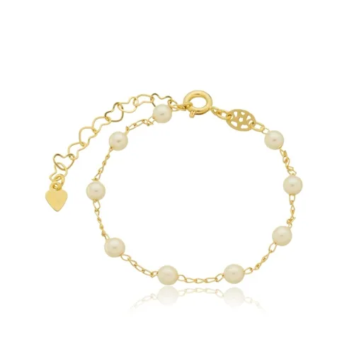Pulseira de Pérolas Intercaladas Banhada a Ouro 18k