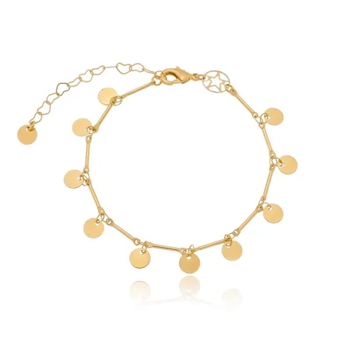Pulseira Filetes e Pingentes de Círculos Lisos