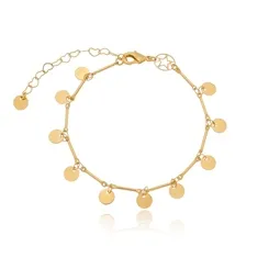 Pulseira Filetes e Pingentes de Círculos Lisos