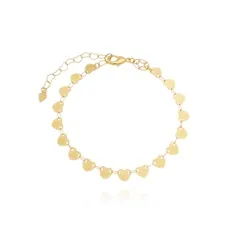 Pulseira Corações Lisos Banhado a Ouro 18 k