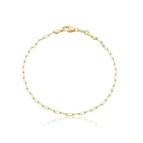 Pulseira Corrente Retangular 2 mm Banhado a Ouro 18 k