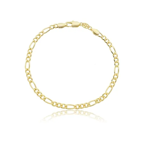 Pulseira Masculina Fígaro 3X1  4 mm Banhado a Ouro 18k