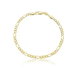 Pulseira Masculina Fígaro 3X1  4 mm Banhado a Ouro 18k