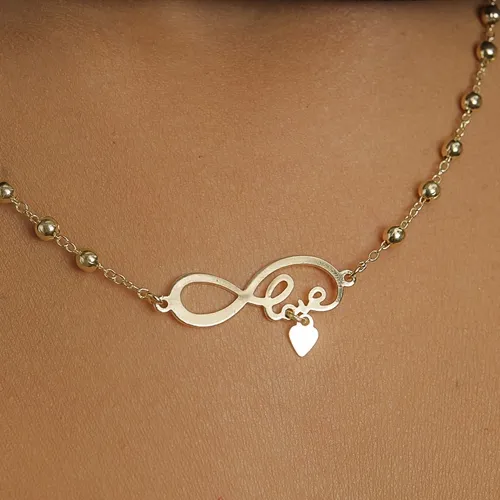 Colar Infinito Love Pingente de Coração