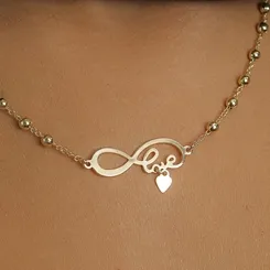 Colar Infinito Love Pingente de Coração
