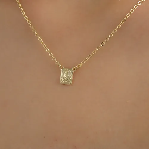 Escapulário Infantil Sagrado Coração de Jesus Banhado a Ouro 18 k