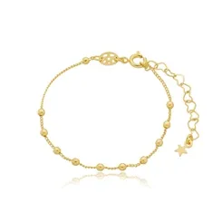 Pulseira Infantil de Bolinhas Lisas Banhada a Ouro 18k