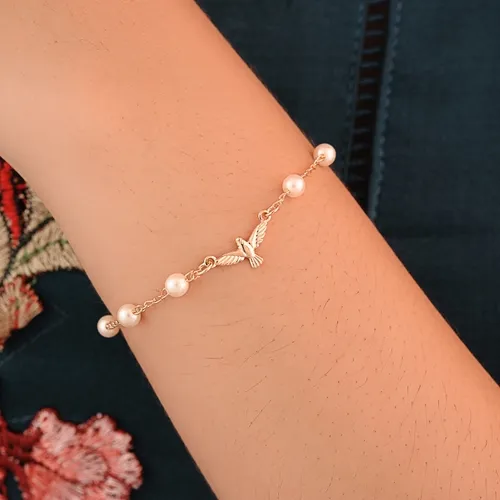 Pulseira Infantil Pérolas com Divino Espírito Santo