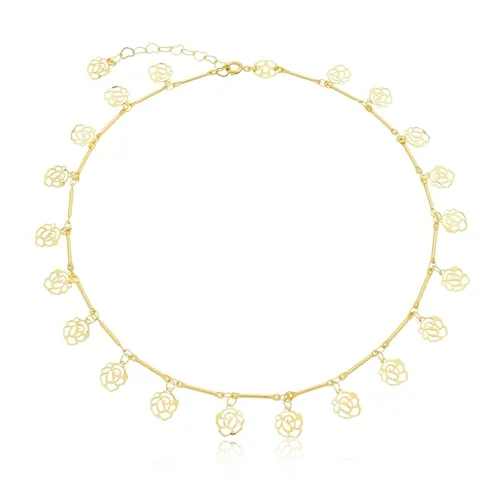 Choker Filetes Rosinhas Vazadas