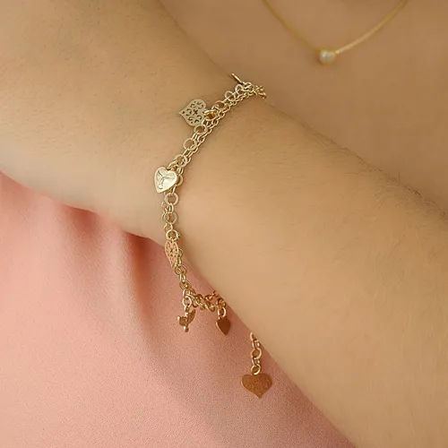 Pulseira Corrente Dupla Coração e Divino