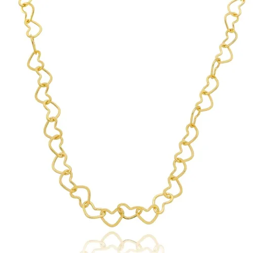 Colar Chocker Corrente Coração Banhado a Ouro 18 k