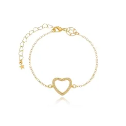 Pulseira Coração Vazado Zircônias