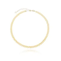 Colar Choker Folhinhas Banhado a Ouro 18 k