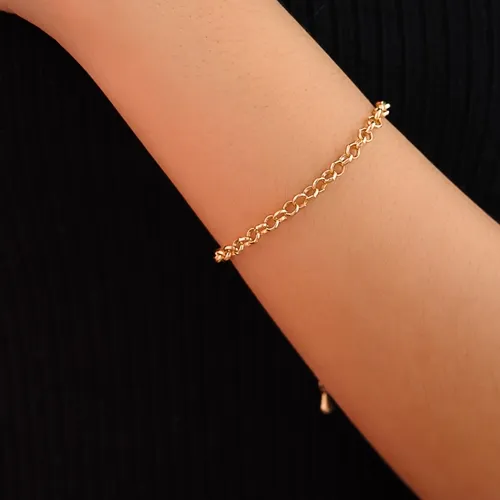 Pulseira Corrente Elo Português 3 mm Banhada a Ouro 18k