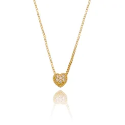 Colar com Pingente de Coração PP Cravejado com Zircônias Banhado a Ouro 18k