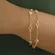 Pulseira Corrente Dupla com Cristais Intercalados Banhado a Ouro 18k