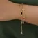 Pulseira Corrente Dupla com Cristais Intercalados Banhado a Ouro 18k