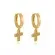 Brinco Argola com Pingente de Cruz Cravejada com Zircônias Banhada a Ouro 18 k