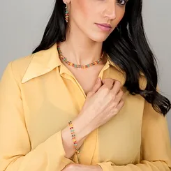 Colar Choker Cascalho Colorido
